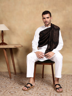 Firosh Men moonlight 100% Fine Wool Reversible Stole Black