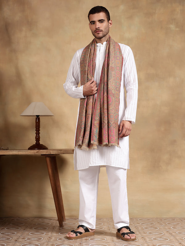 Firosh Men Kani Kashmiri stole Beige