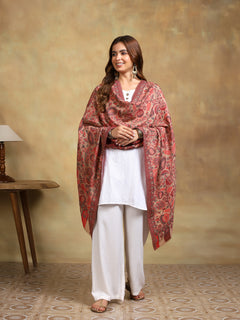 Firosh Women 100% Fine Wool Kani Stole Beige