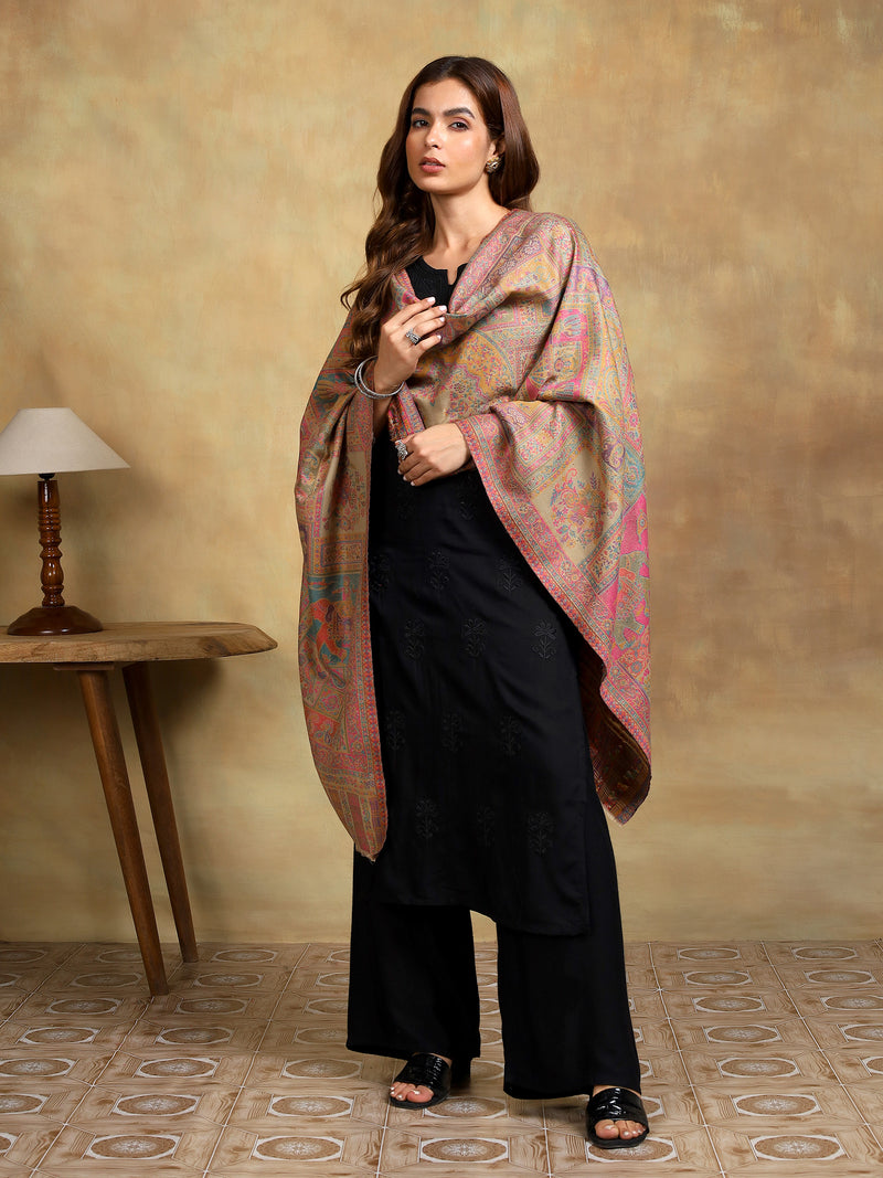 Firosh Women Kani Kashmiri stole Beige