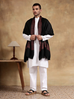 Firosh Men Wool Blend Kani Border Kashmiri Shawl