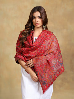 Firosh Women Antique Kani Kashmiri Shawl Maroon