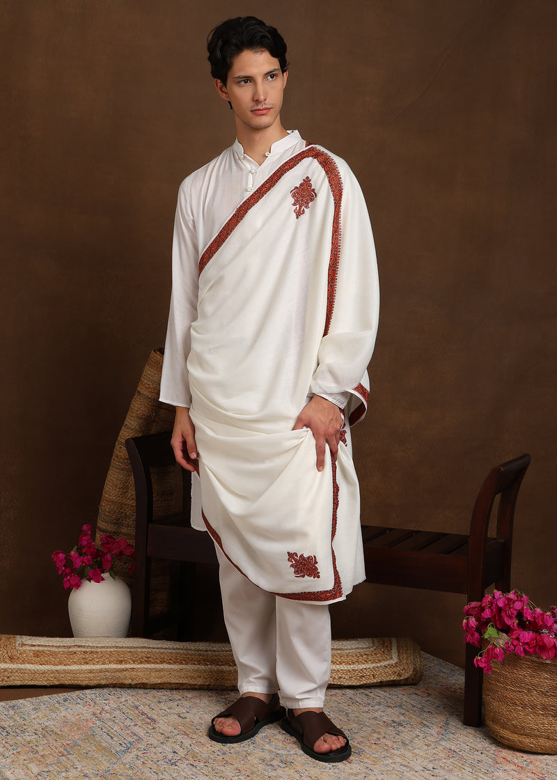 Firosh Men Embroidered Lohi White