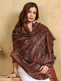 Firosh Women Guldasta Kani Kashmiri Shawl Black