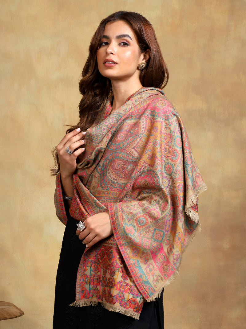 Firosh Women Kani Kashmiri stole Beige