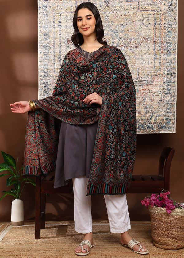 Firosh Women Faux Pashmina Kani Kashmiri Shawl
