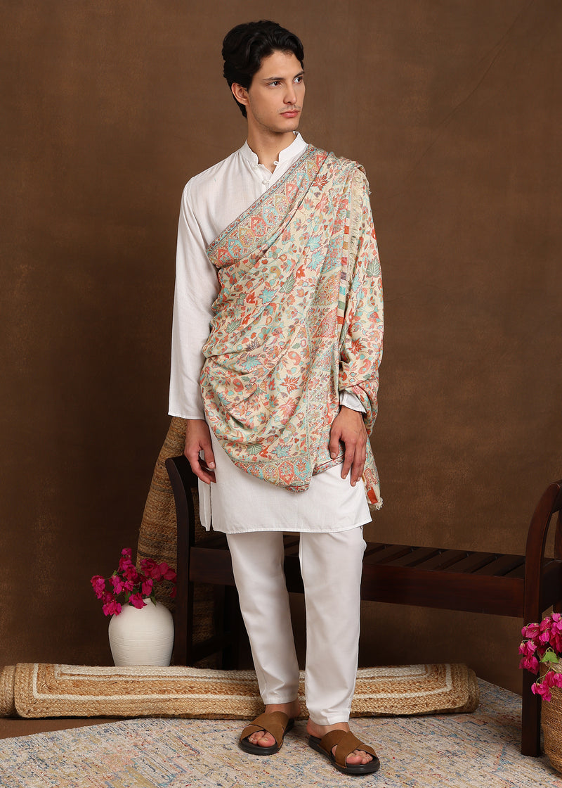 Firosh Men Faux Pashmina Kani Kashmiri Shawl