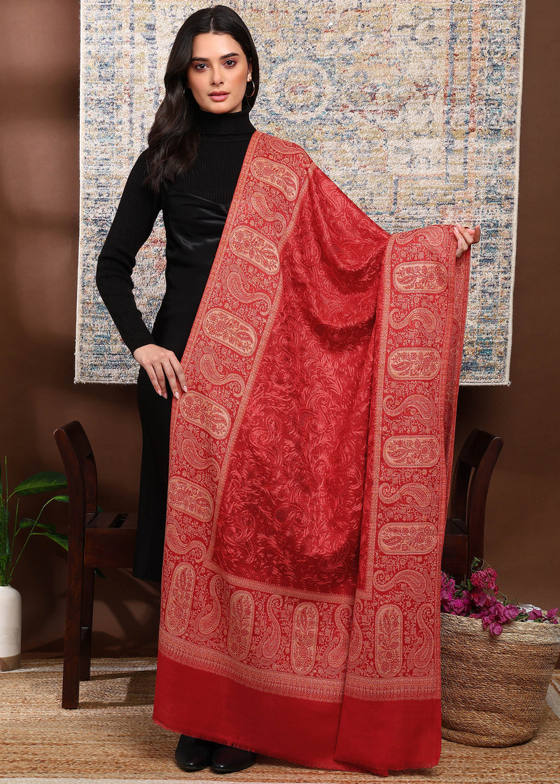 Firosh Women Kani Shawl with Embroidery work