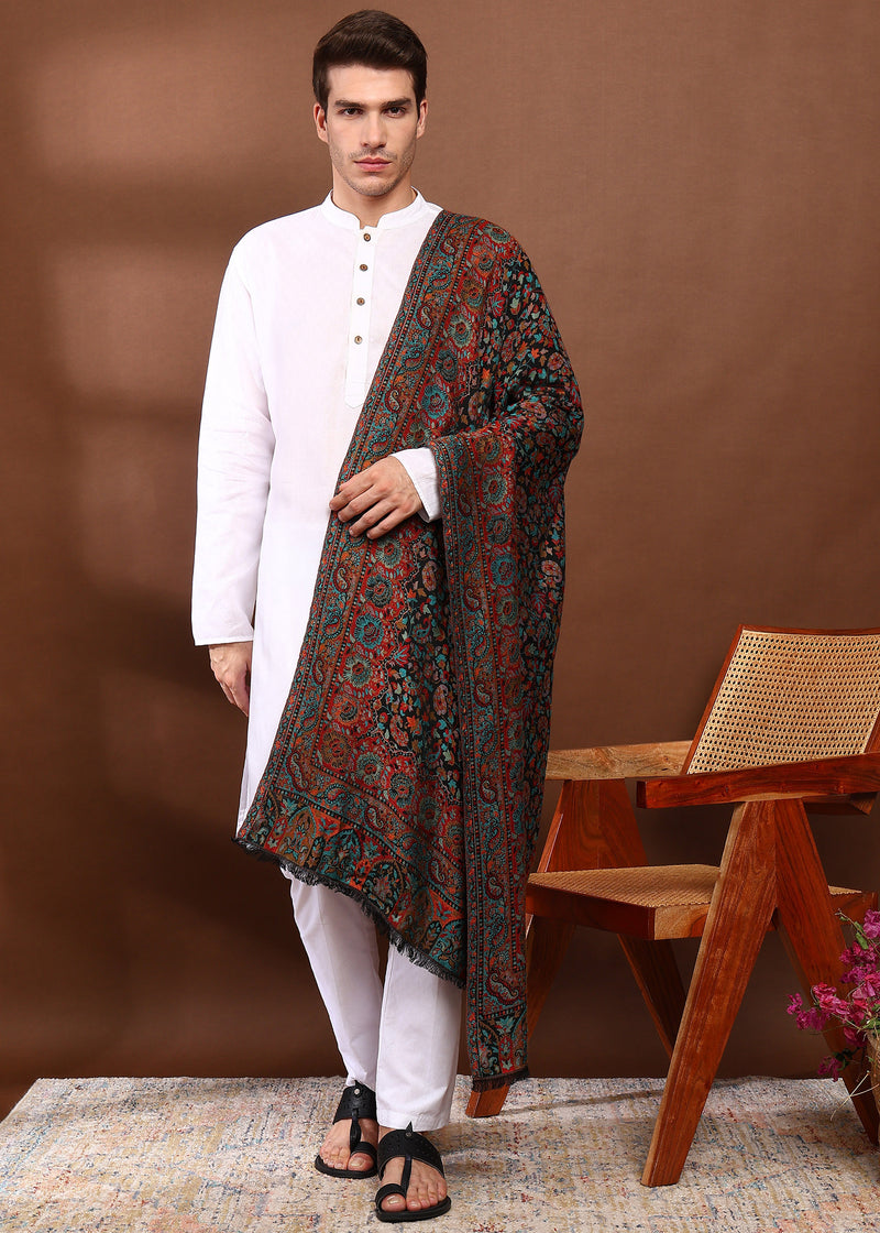 Firosh Men Faux Pashmina Kani Kashmiri Shawl