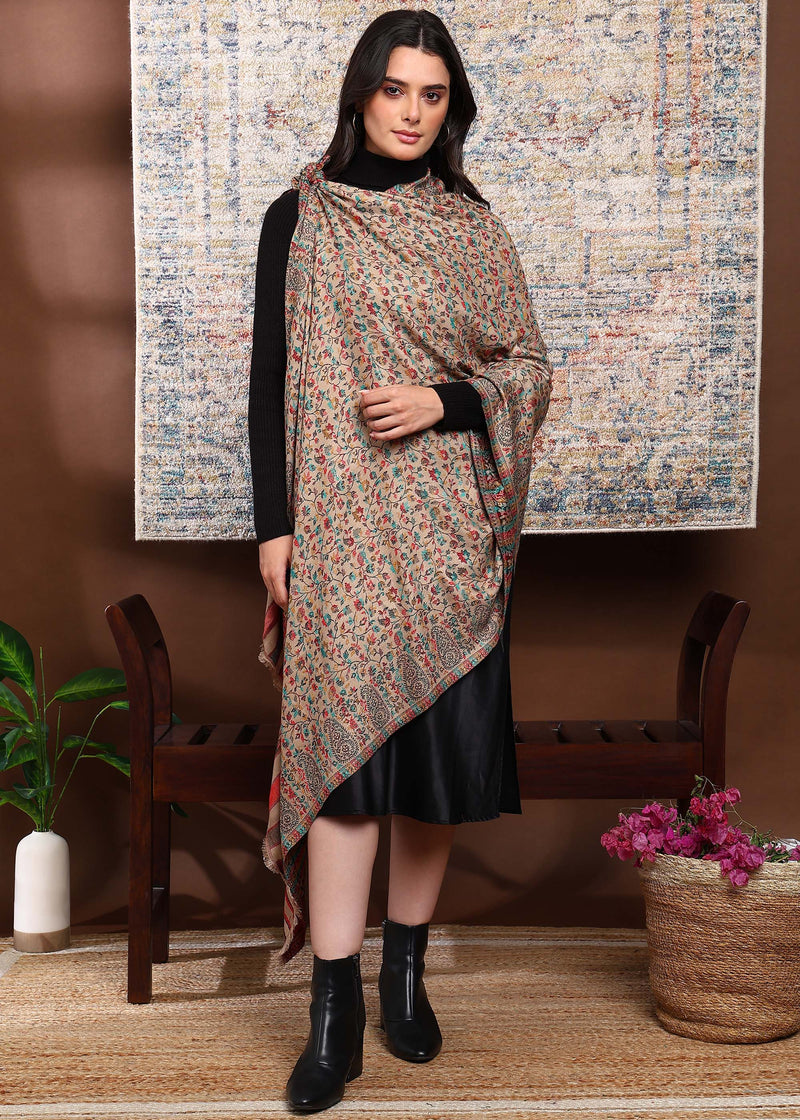 Firosh Women Faux Pashmina Kani Kashmiri Shawl