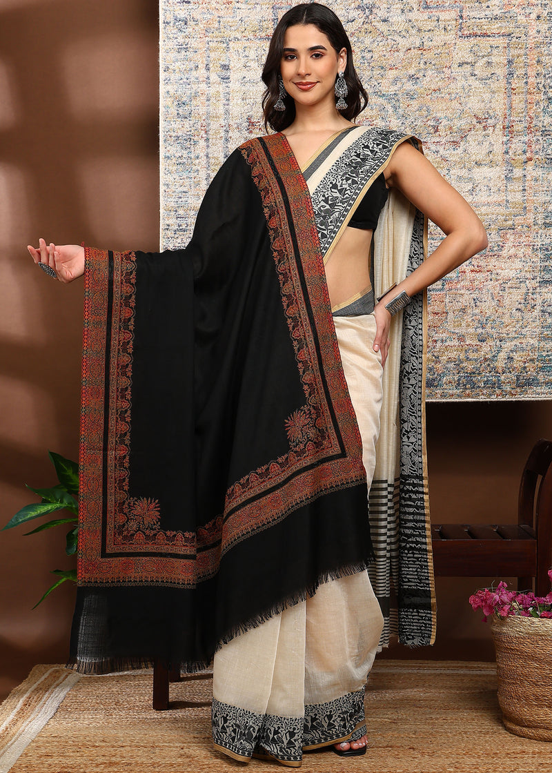 Firosh Women's Premium Kani Kashmiri Shawl with Swarovski Embellishments