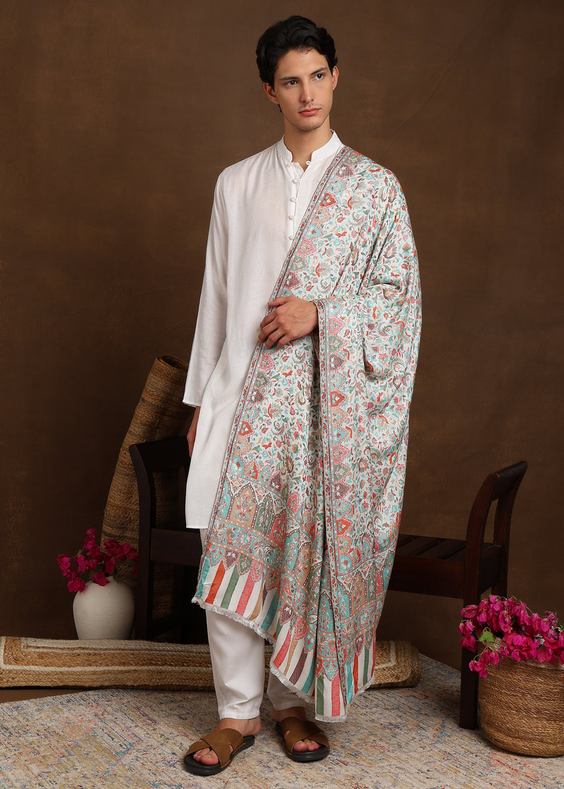 Firosh Men Faux Pashmina Kani Kashmiri Shawl