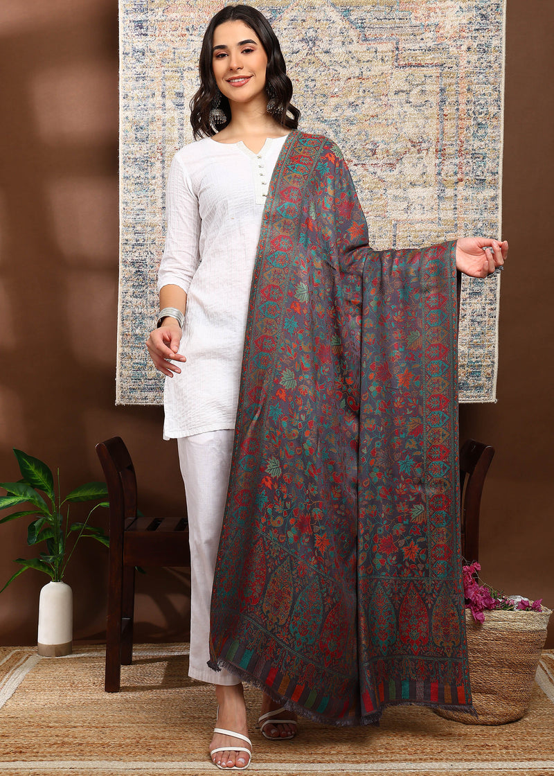 Firosh Women Faux Pashmina Kani Kashmiri Shawl