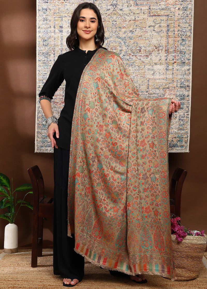 Firosh Women Faux Pashmina Kani Kashmiri Shawl