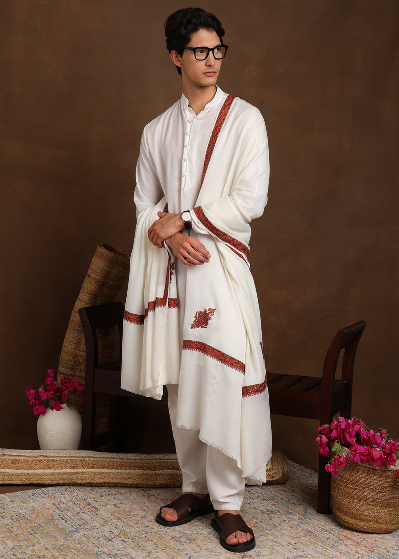 Firosh Men Embroidered Lohi White