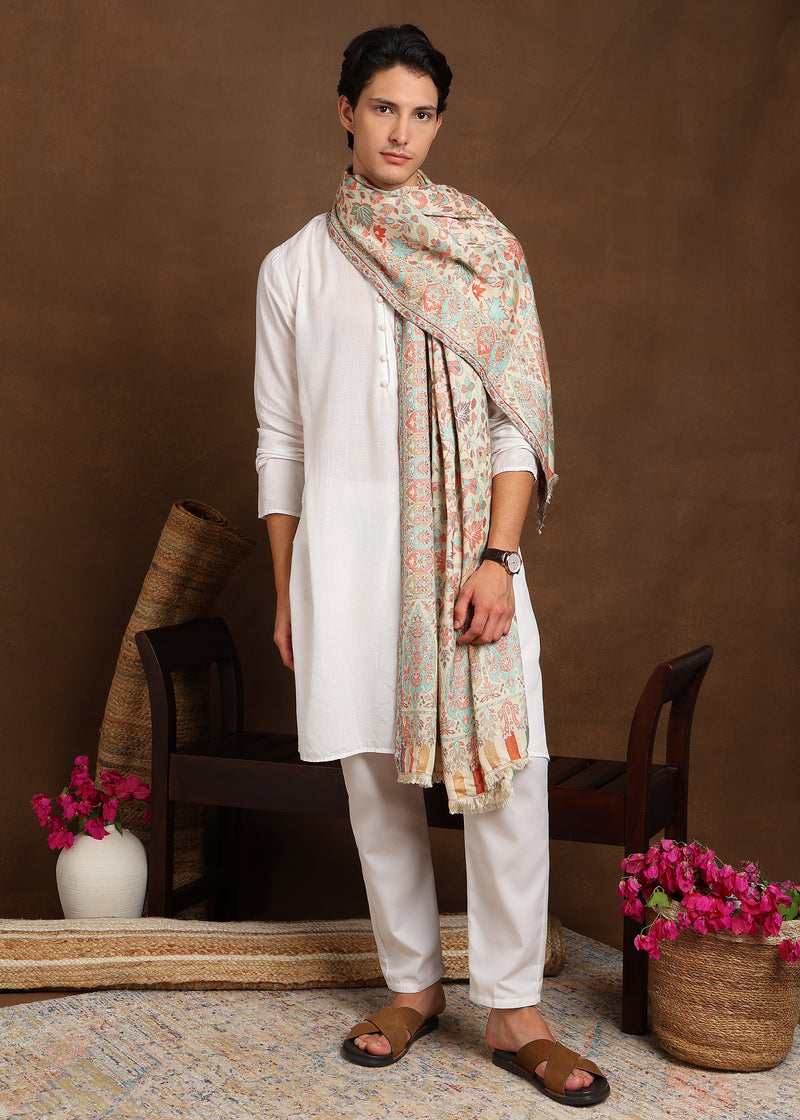 Firosh Men Faux Pashmina Kani Kashmiri Shawl