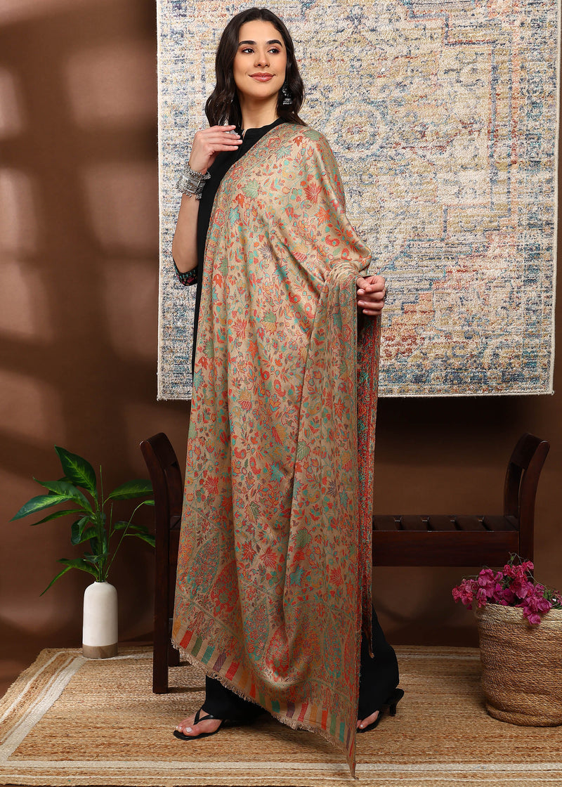 Firosh Women Faux Pashmina Kani Kashmiri Shawl