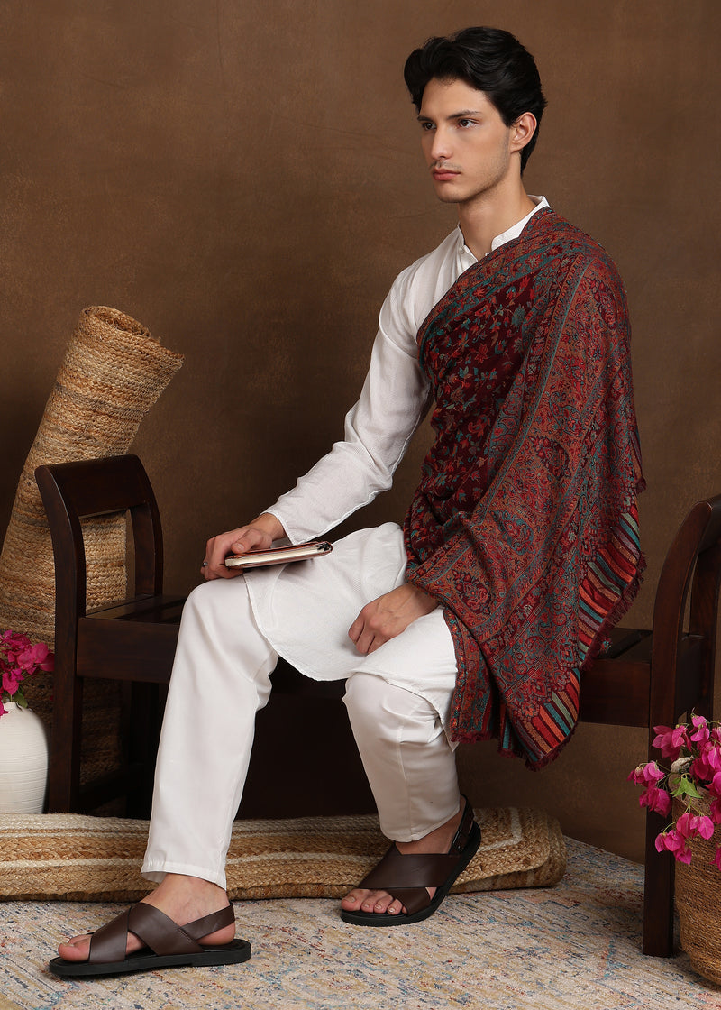 Firosh Men Faux Pashmina Kani Kashmiri Shawl