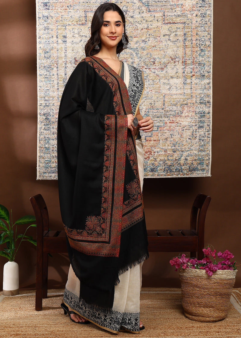Firosh Women's Premium Kani Kashmiri Shawl with Swarovski Embellishments