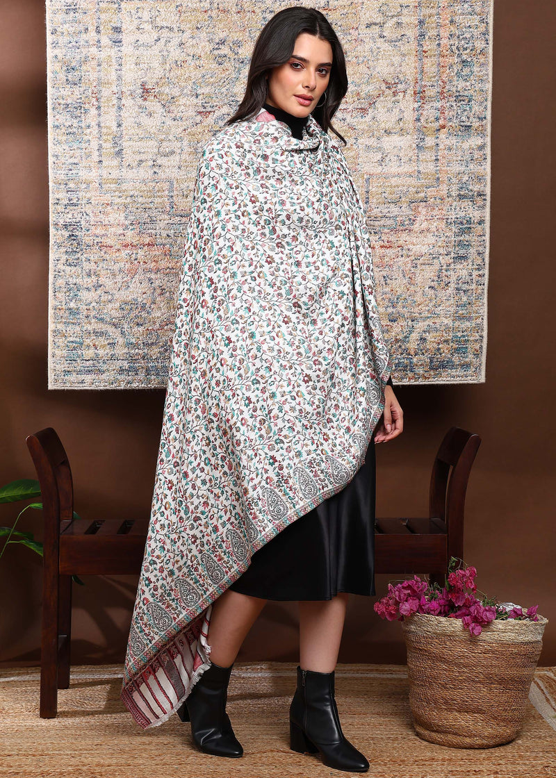 Firosh Women Faux Pashmina Kani Kashmiri Shawl