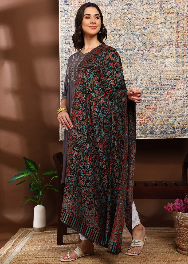 Firosh Women Faux Pashmina Kani Kashmiri Shawl