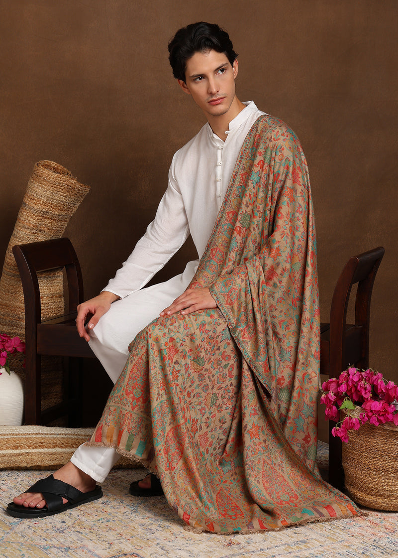 Firosh Men Faux Pashmina Kani Kashmiri Shawl