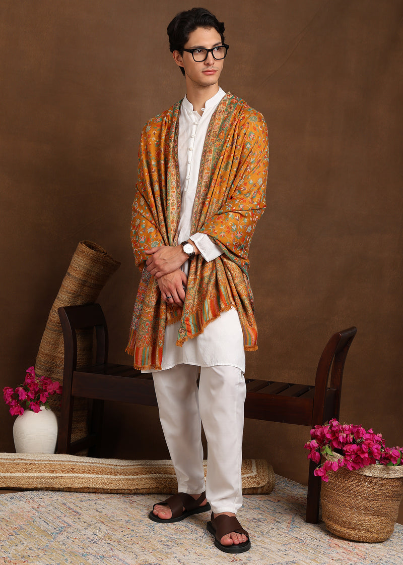 Firosh Men Faux Pashmina Kani Kashmiri Shawl