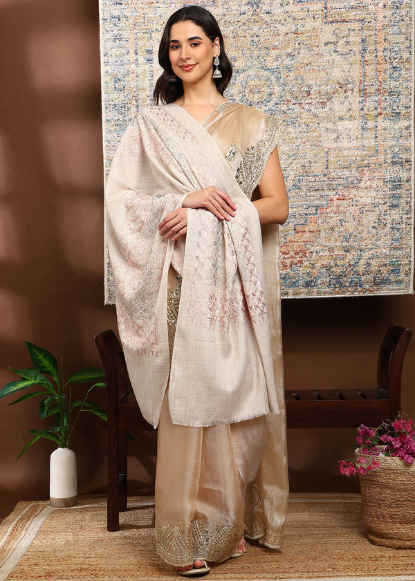 Firosh Women's Embroidered Stole with Swarovski Embellishments