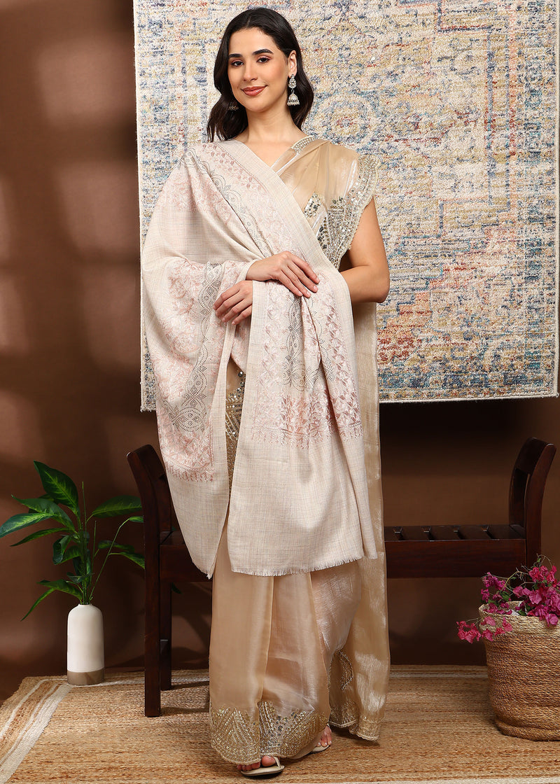 Firosh Women's Embroidered Stole with Swarovski Embellishments