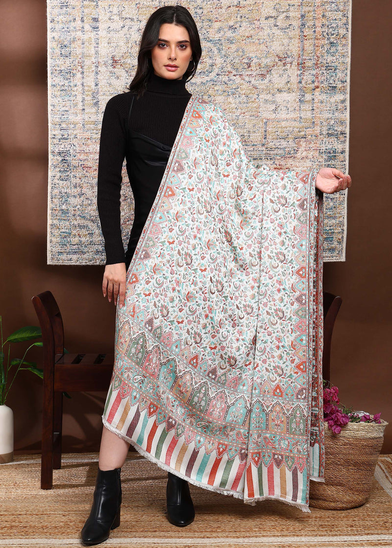 Firosh Women Faux Pashmina Kani Kashmiri Shawl