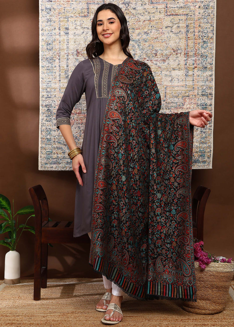 Firosh Women Faux Pashmina Kani Kashmiri Shawl