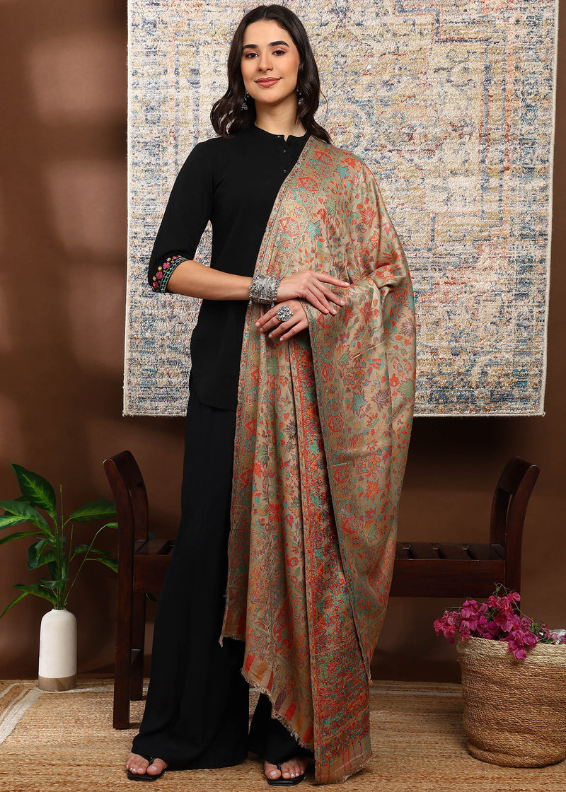 Firosh Women Faux Pashmina Kani Kashmiri Shawl