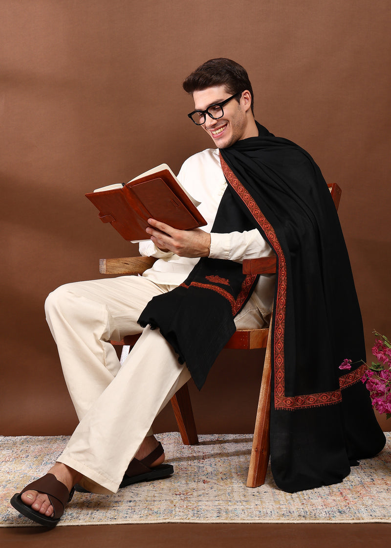 Firosh Men Embroidered Lohi Black