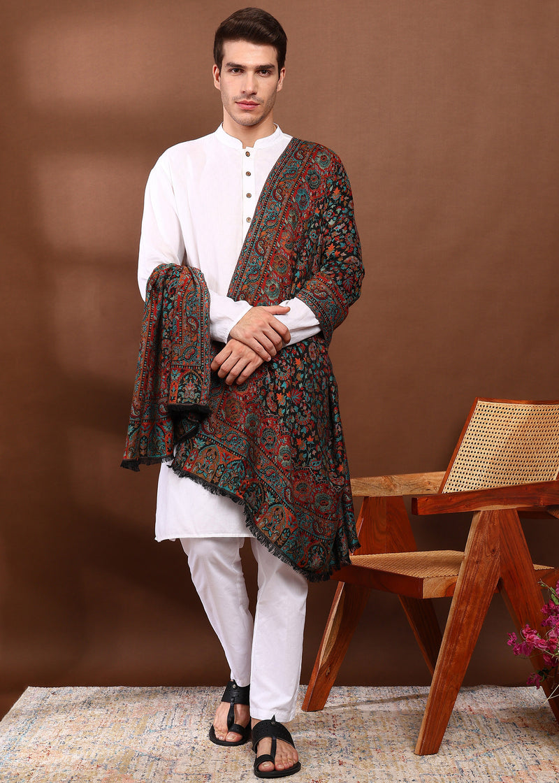 Firosh Men Faux Pashmina Kani Kashmiri Shawl