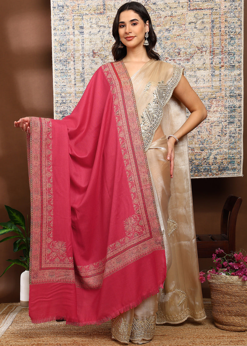 Firosh Women's Premium Kani Kashmiri Shawl with Swarovski Embellishments
