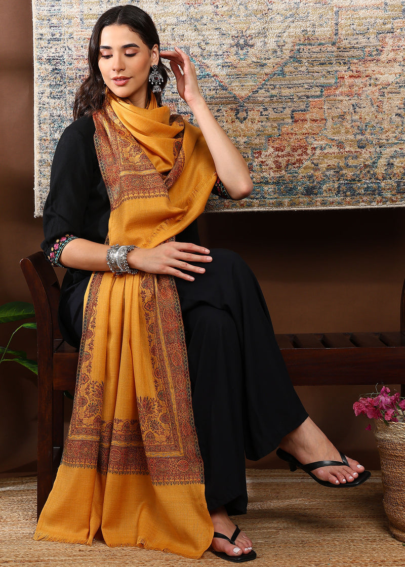 Firosh Women's Premium Kani Kashmiri Shawl with Swarovski Embellishments