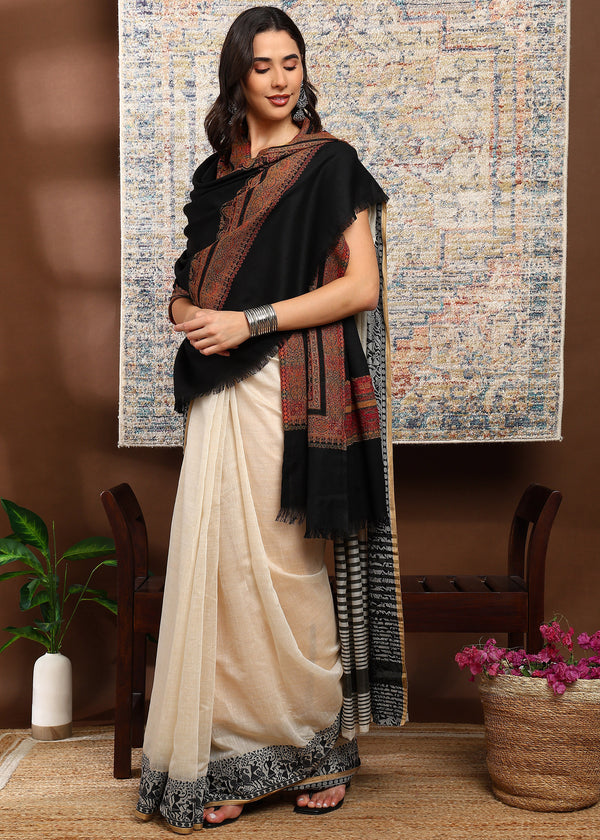 Firosh Women's Premium Kani Kashmiri Shawl with Swarovski Embellishments