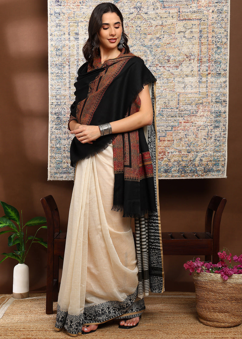 Firosh Women's Premium Kani Kashmiri Shawl with Swarovski Embellishments