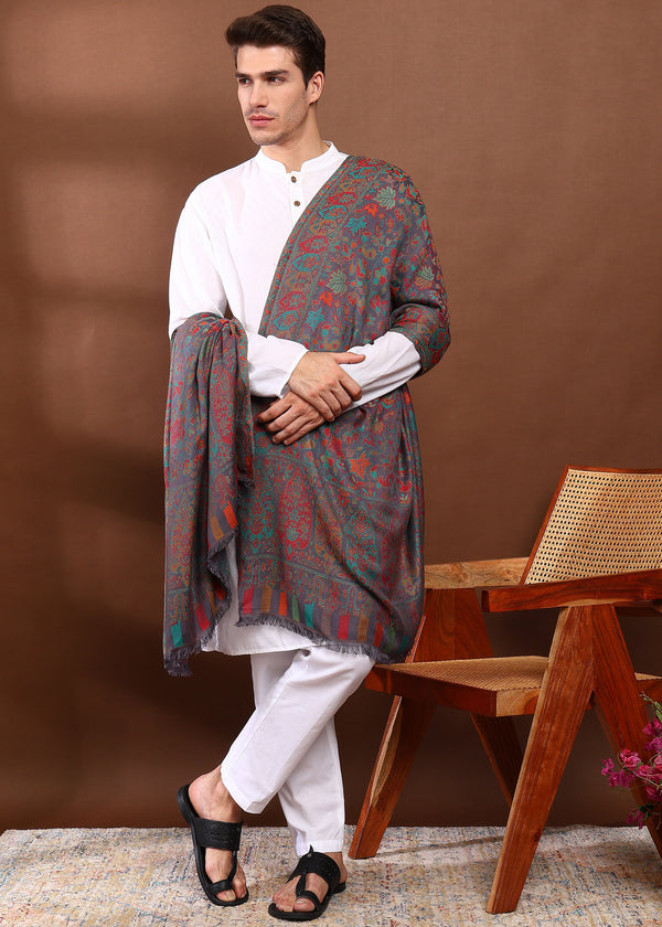 Firosh Men Faux Pashmina Kani Kashmiri Shawl