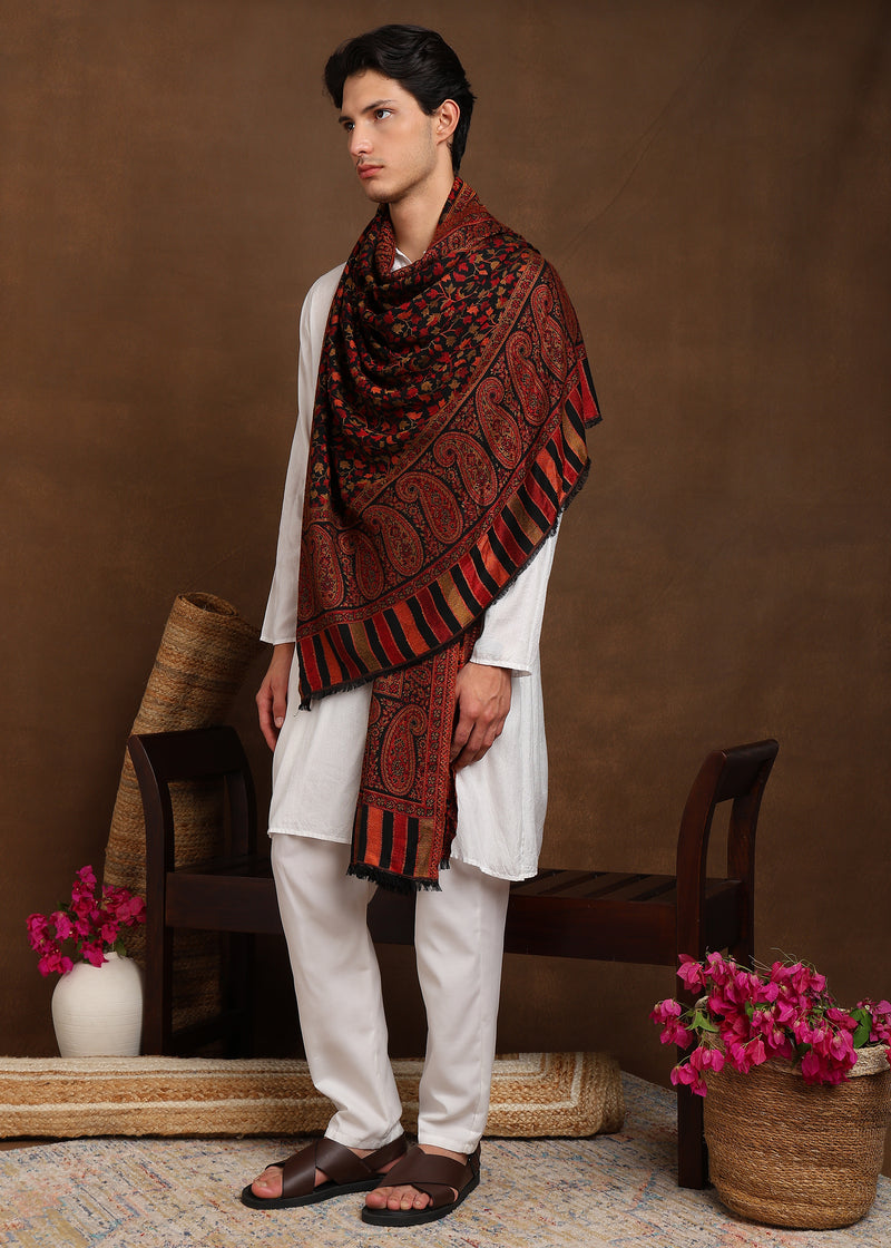 Firosh Men Faux Pashmina Kani Kashmiri Shawl