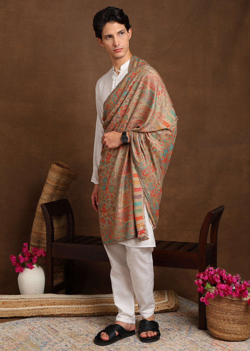 Firosh Men Faux Pashmina Kani Kashmiri Shawl