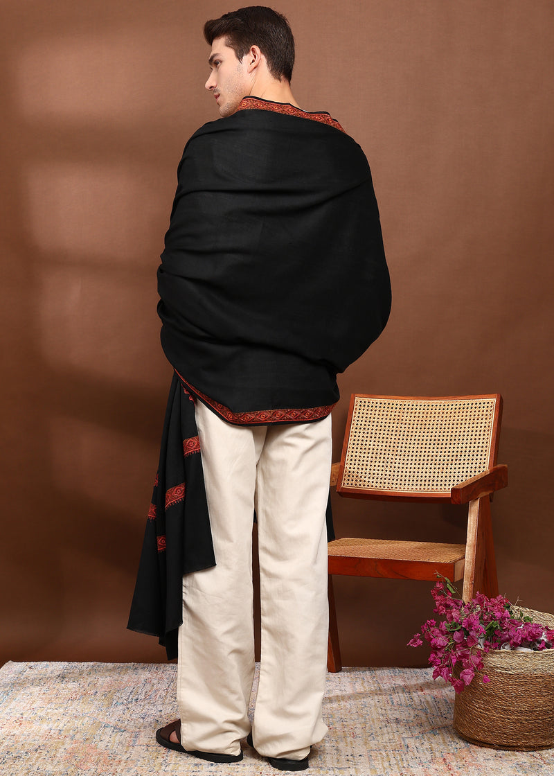 Firosh Men Embroidered Lohi Black