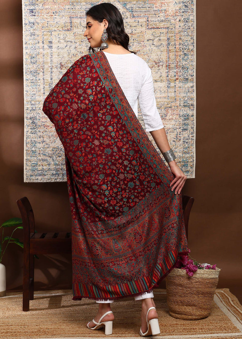 Firosh Women Faux Pashmina Kani Kashmiri Shawl