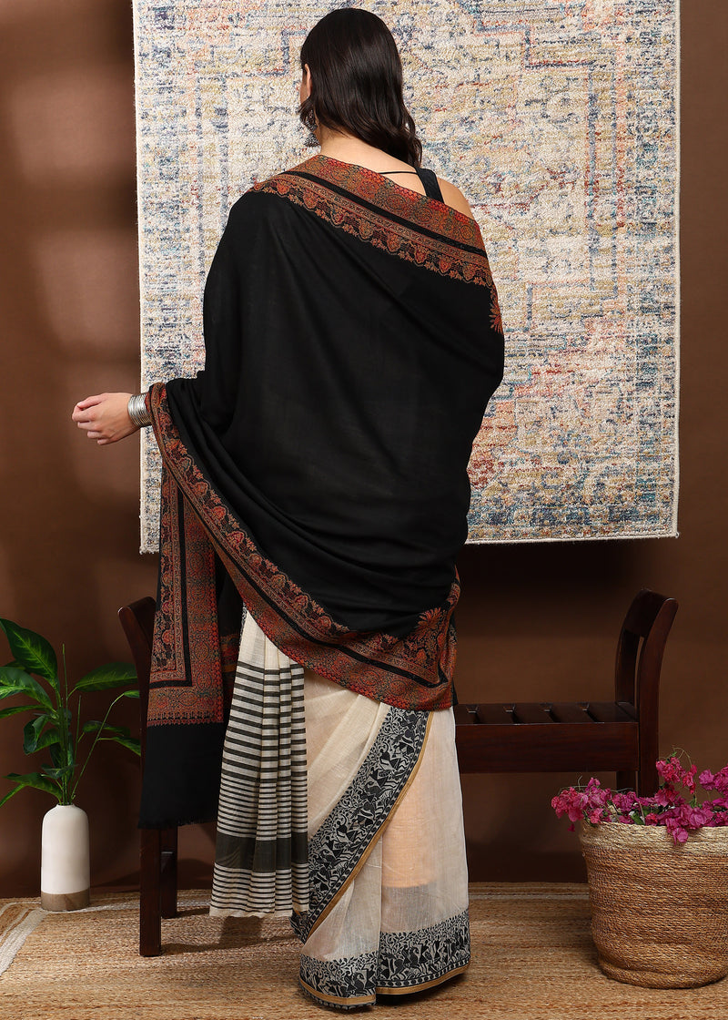 Firosh Women's Premium Kani Kashmiri Shawl with Swarovski Embellishments