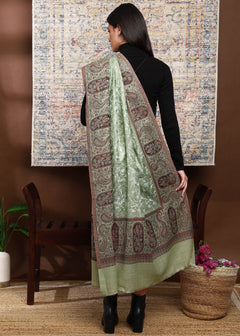 Firosh Women Kani Shawl with Embroidery work Mint Green