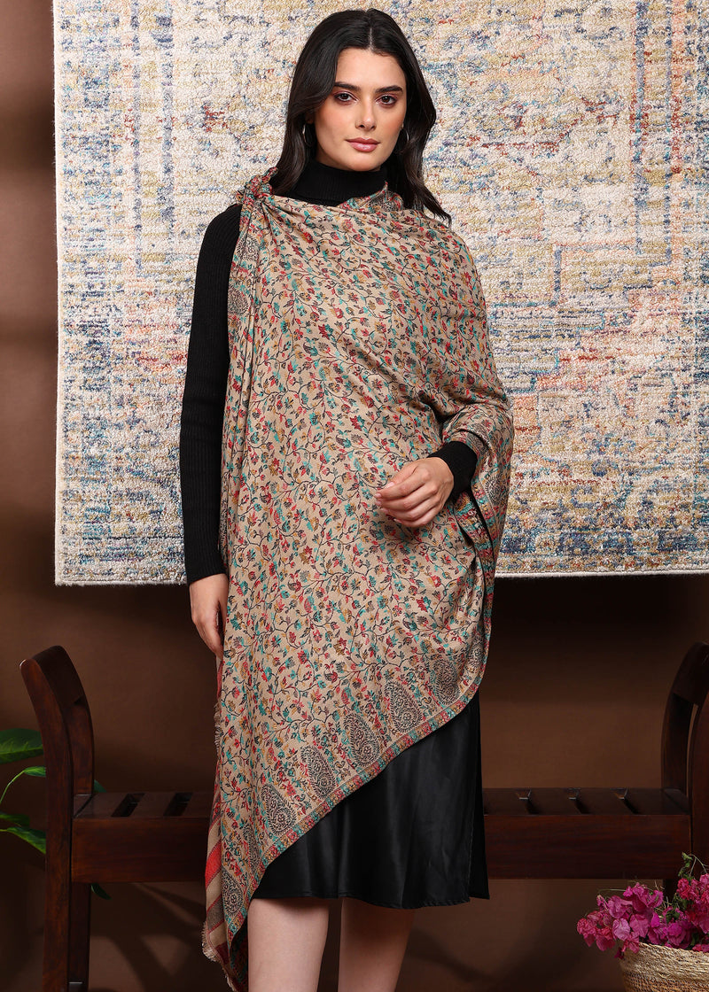 Firosh Women Faux Pashmina Kani Kashmiri Shawl