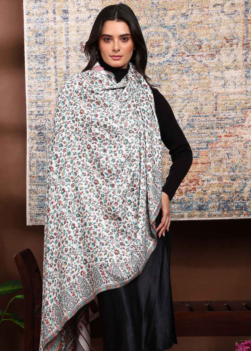 Firosh Women Faux Pashmina Kani Kashmiri Shawl