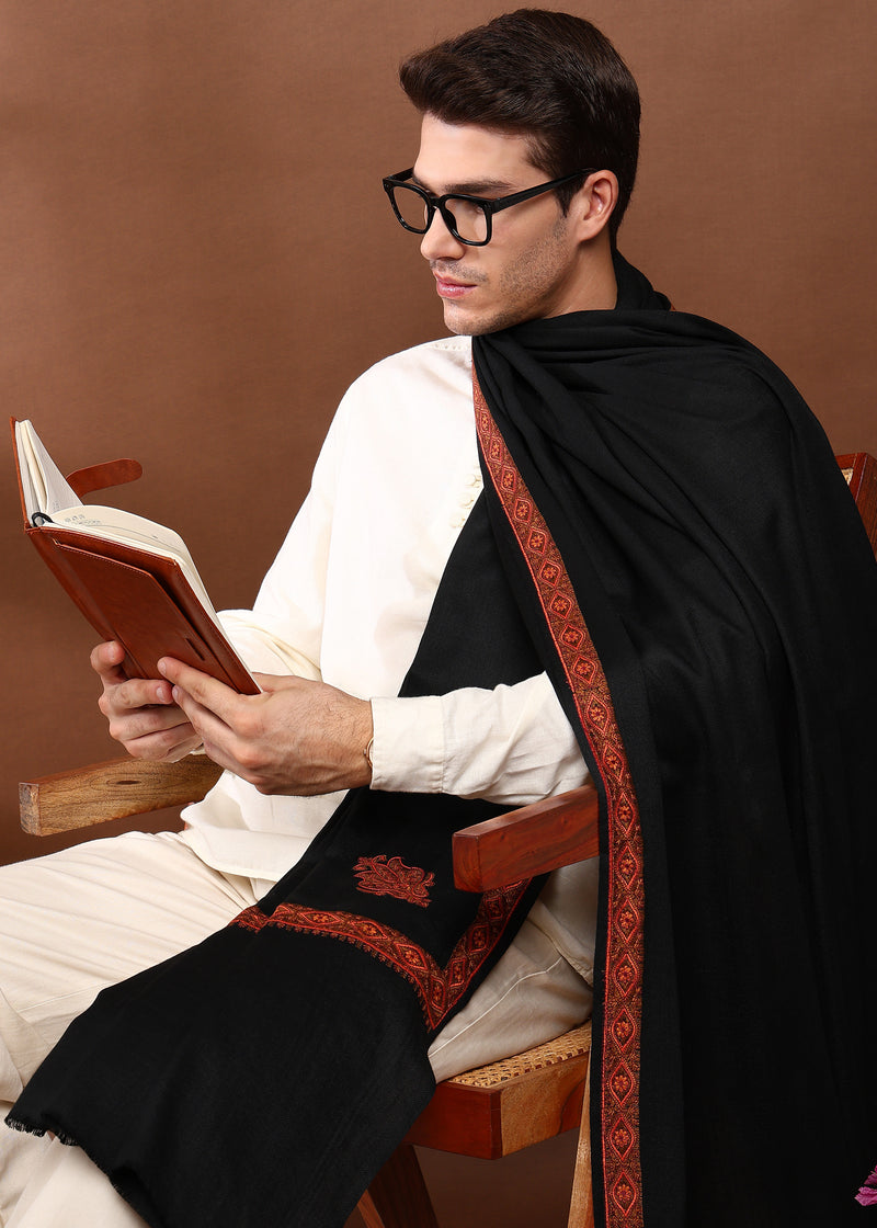 Firosh Men Embroidered Lohi Black