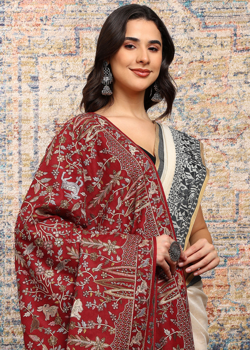 Firosh Women Nalki Embroidered Shawl
