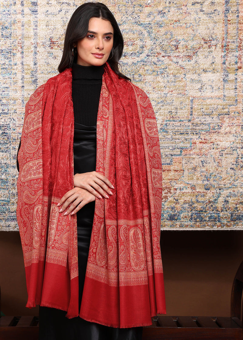 Firosh Women Kani Shawl with Embroidery work